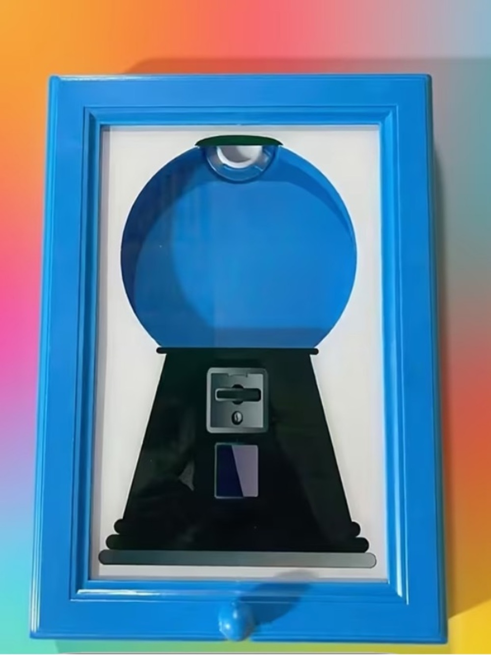 Blue Framed Gumball Machine Wall Art